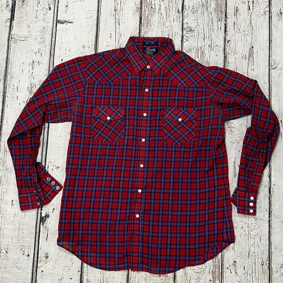 Vintage Western Stats Plaid Rockabilly Rancher Pearl Snap Cowboy Shirt - Picture 1 of 6
